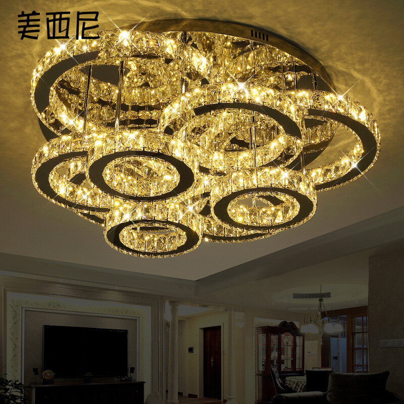 美西尼客廳燈 圓形大氣創意LED水晶燈，點亮家居藝術與實用